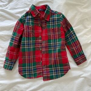 Janie and Jack Red and Green Plaid Button Down Shirt